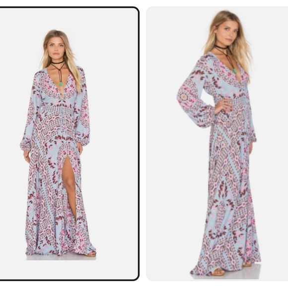 Spell Pandora Gown in Aquarium Blue Size Small Mandala Floral Maxi Dress